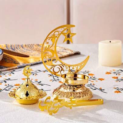 1 pieza Pinzas multifuncionales de metal: Forma de mariposa, vid y luna, adecuadas para accesorios de quemador de incienso, piezas decorativas para la sala de estar, decoraciones de ambiente para el Ramadán, regalos de graduación//Día del Padre/Eid Al-Adha