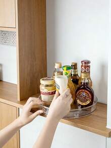 1/2 piezas Bandeja de almacenamiento giratoria multifuncional, Estante giratorio de 360° para especias de cocina, Organizador, Estantería de almacenamiento para sala de estar, Organizador de refrigerador, Soporte de cosméticos para mesa, Transparente - Multicolor - Ver 5