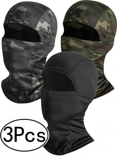 3个装男女通用滑雪面罩，保暖面罩，轻便防紫外线面罩，适合摩托车、滑雪等运动。