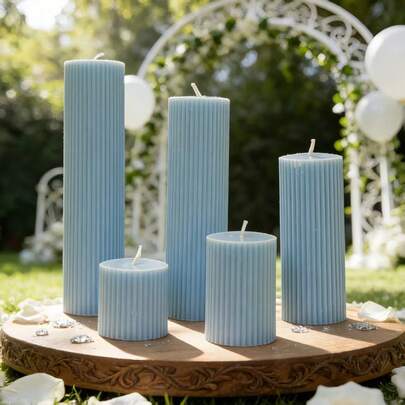 1pc 5cm Sky Blue Luxury French Vintage Cylindrical Fragrance Candle, Smokeless Aromatic Candle, High-Quality Soy Wax Candle, Suitable For Home Decor, Weddings, Celebration Decorations, Parties, And Romantic Ambiance | Photography Prop, Creative Gift Idea