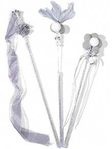 3pcs Cat Toys Set, Including Teaser Wand, Fairy Wand, And Feather Stick With Bell, Designed For Pets, Durable, No Battery Required - Multicolor - View 2