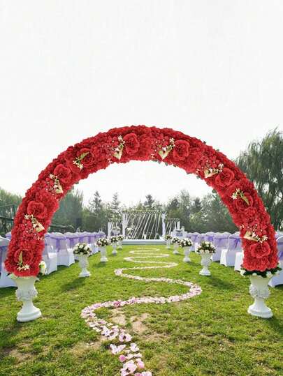 2Pcs Artificial Flower Panels, Faux Floral Swags Rose Silk Flower For Wedding Arch, Arrangements Flower For Wedding Wall Tables Party Dinintable Centerpiece Welcome Sign Valentine's Day Decoration