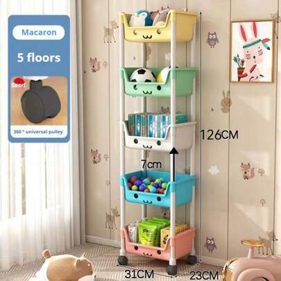 Carrito móvil para refrigerios de 3/5 niveles con ruedas: resistente, apto para todo tipo de habitaciones, estantería de plástico de gran capacidad que ahorra espacio, carrito de almacenamiento para ensamblar, dormitorio, oficina, carrito compacto con colores macarrón, estantes utilitarios.