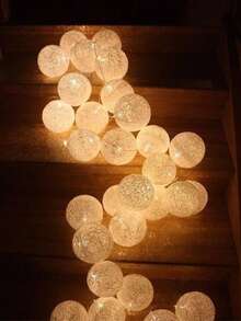 10/20个LED球形花环灯，电池供电（不含电池），适用于儿童房装饰、儿童生日派对装饰、婴儿派对、户外节日婚礼圣诞派对家居装饰、派对露营帐篷装饰、花园小径和后院装饰 - 白色 - 查看 8