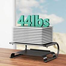 WALI Base para Monitor de Escritorio Soporte Elevador de Monitor Metal de 2 Niveles con Ventilación Soporte para Computadora de Escritorio para Laptop Impresora Oficina 37 x 23 cm  STT001B - negro - Ver 5