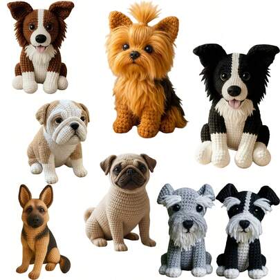 1 Set Animal Crochet Kit For Beginners, Includes Detailed Written Instructions, Dog DIY Crochet Kit, Cute And Fun Home Decor, Suitable For Birthday, Valentine's Day, Easter And Christmas Gifts