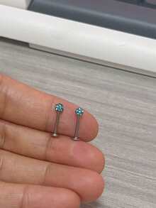 2pcs Set Blue Shamballa Bead Lip Rings Soft Clay Piercing Lip Rings Nose Rings Ear Rings 1.2*3mm*8mm/10mm/12mm Multi-Color Lip Ring Set - Blue - View 8