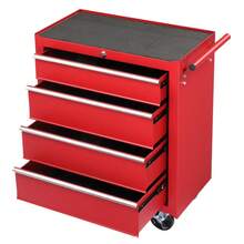 Steel Maintenance Tool Cart Single Base Cabinet 4 Drawers 330lb Red - As Pic - View 6