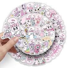 50 Stück süße Cartoon Tier Aufkleber, sanft pastellrosa Hasen Design, dekorative Aufkleber für Handy, Umschläge, Scrapbooking - Babypink - Übersicht 5