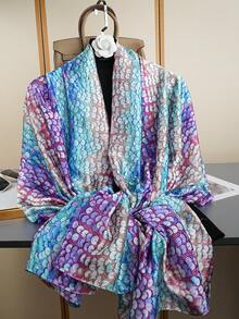 1pc New Fashion Printed Scarf, Luxury Shawl 85*180CM, Women's Silk Scarf, Versatile Shawl, Outdoor Long Scarf, Suitable For All Seasons - Multicolor - View 9