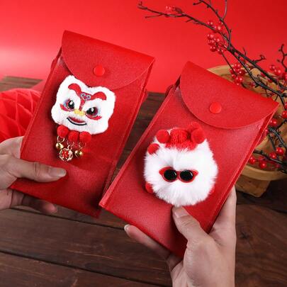 1pc Chinese Style Red Packet Envelope With Hanging Cord, 2026 Year Of The Horse Zodiac Creative Lunar New Year Gift Envelope