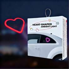 Red Solar-Powered Heart-Shaped Car Neon Light, 5 Lighting Modes, Automatic Sensor-Activated Window Ambient Light, Dual Power Sources (USB And Solar), Car Decor Designed Specifically For Women-The Perfect Gift For Mother's Day, Weddings, Or Female Friends - Heart-Shaped Neon Light - Red - 查看 10
