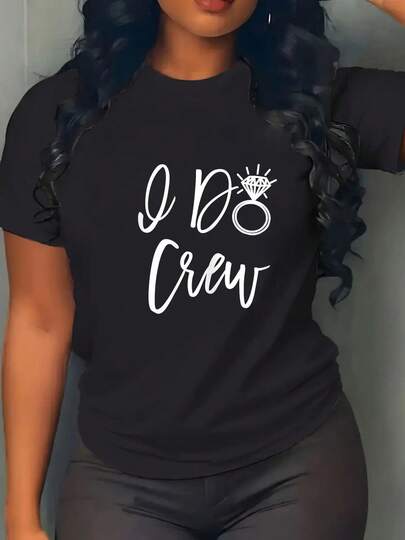 100% Cotton I Do Crew Bride Friends Group Bachelorette Bridal Shower T-Shirt Women's Men's Graphic Tee Crew Neck Classic Fashion Summer Vacation Tops