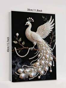 2D平面印刷DIY手工珍珠画套装，全珠孔雀精美装饰画图案，创意装饰画，配备自粘珍珠和钻石，DIY手工镶嵌珍珠画，适合家居装饰、新房装修、DIY手工爱好者、闺蜜礼物，钻石画套装，无框 - 彩色 - 查看 6