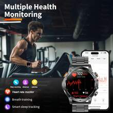 KENPANG 2026 New Outdoor Sports Smart Watch For Men, 1.7inch HD Large Screen, 1000mAh Battery, With LED Flashlight, Bluetooth Call, Voice Assistant, Reminder Function, 100+Sports Modes, GPS Motion Tracking, IPX8 Waterproof Smartwatch, Sleep Monitor, Fitness Tracker Watch Compatible With Android IOS - Multicolor - View 10