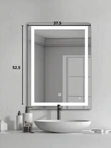 Espejo Luz Led Touch Pared Tocador Baño Vestidor 3 Luces Rectangular Con Marco - Tipo de Enchufe A USA (110-127V) - Ver 2