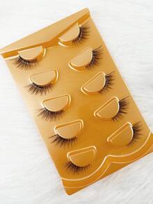 5 Pairs Half Lashes Natural Look False Eyelashes Cat Eye Wispy Natural Half Lashes Clear Band Lashes Strip Lashes, Lashes, Eyelashes, Fake Lashes - Half Eyelashes - View 5