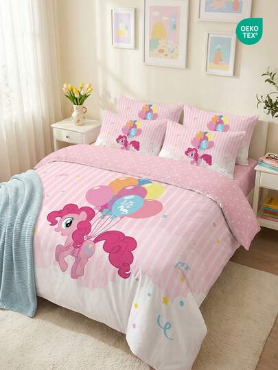  2/3pcs My Little Pony Bedding Set, Cute Cartoon Pattern, Breathable & Skin-Friendly, Soft & Pilling Resistant, Home Textile, Room Decor, Includes 1 Duvet Cover & 1/2 Pillowcases, Excl. Comforter, Suitable For Twin/Full/Queen/King Size Beds, All Seasons, Multiple Sizes Available, Machine Washable, Elegant Gift, Pink