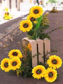 6pcs Realistic Sunflower Stems, Suitable For DIY Crafts And Home Decor - Lifelike Blooming Artificial Flowers For Indoor/Outdoor Use, Can Be Used For Bridal Bouquets, Tabletop Decor, Valentine's Day, Gifts, Handmade Sunflower Long Stem Fake Large Sunflower Decor For Outdoor Home, Wedding, Birthday Party, Thanksgiving - Multicolor - View 7