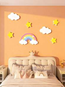 Newborn Photography Backdrop Wall Stickers - Cloud, Rainbow, Star Decor, INS Style Photo Props Set, 100 Days Celebration/Newborn Portrait/INS Backdrop, Baby Photography Props, Baby Room Decor - Multicolor - View 7