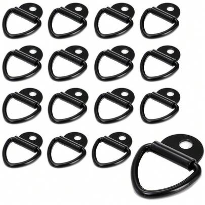 6 st kraftiga stål V-ringsankare för lastbilar, släpvagnar, lager, båtar etc. (svart)