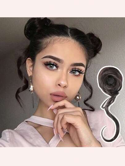 1pc Donut Hair Bun Updo Chignon With Elastic Hair Band Synthetic Hair Extensions Hair Bun ,Ponytail Braids, Ball Heads, Fake Hair Rings, Donuts, Hair Bundles, Women's Hair Accessories, Hair Bands