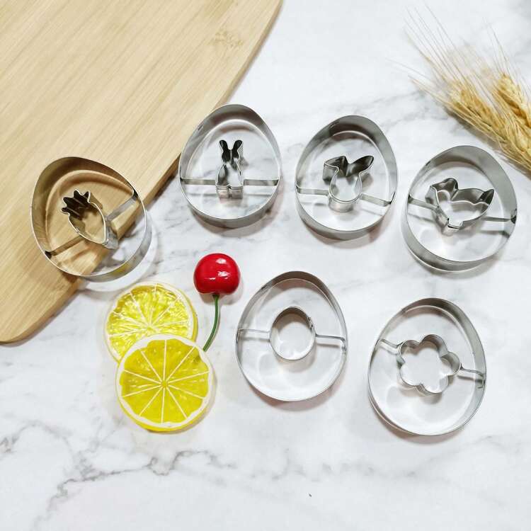 Stainless Steel Criss-Cross Frame Easter Cookie Cutter Mold, Cartoon Rabbit & Egg Shaped Baking Tool, Candy Embossing Dessert - Easter Series - View 9
