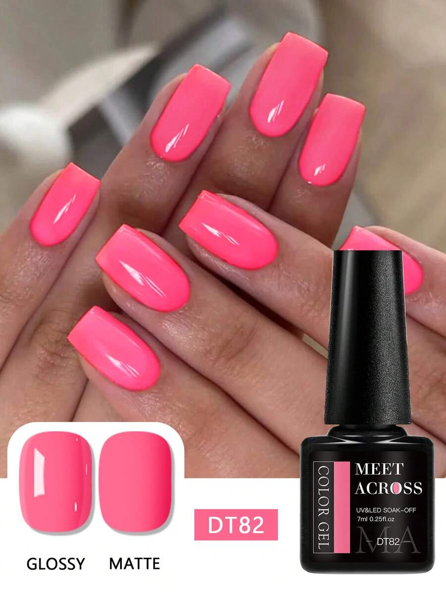 MEET ACROSS 1 Bottle Neon Jelly Nail Polish, HEMA TPO FREE, 7ml, Bright Fluorescent Color, Long-Lasting Semi-Permanent Soak-Off UV Gel Nail Polish, Suitable For Spring/Summer Nail Art DIY, Home & Salon Manicure Supplies Nails