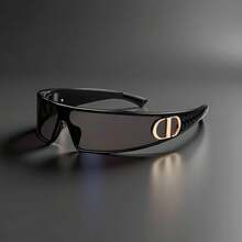 Dior 女士夏季太阳镜 女士超大一体式镜片黑色镜框金色Logo眼镜 - 黑色 - 查看 1