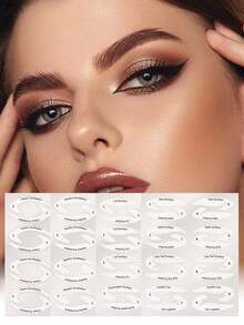 64pcs Professional Eyeshadow & Eyeliner Stencil Kit, Non-Woven Fabric Material, 4 Styles, With Adhesive Eyeshadow & Eyeliner Auxiliary Tools - Non-Woven Makeup Template Set, Suitable For Various Eye Makeup, Eyeshadow, Stage Makeup - White - View 4