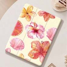 DECOPHONE Hibiscus Flower Tablet Case Compatible With IPad Air 4/5 10.9-Inch, IPad 7/8/9th 10.2-Inch, With Built-In Pen Slot, Ins-Style Leather Cover, Suitable For Back-To-School Season, Valentine's Day, And New Year Gifts. - Multicolor - View 2