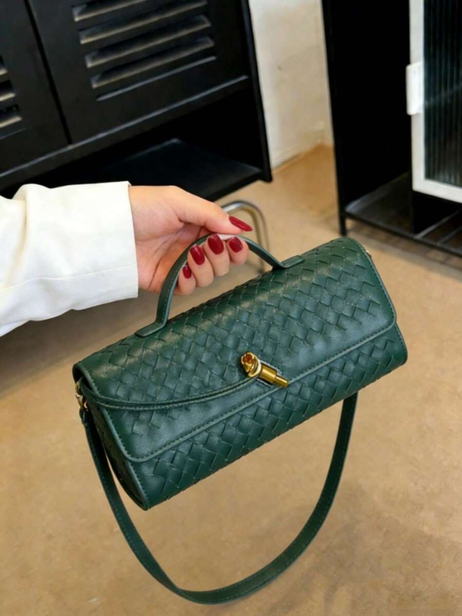 Christmas Print Linen Tote Bag For Women - Reusable Dual Handle Large Capacity Shoulder Bag, Casual Shopping Book Bag, Christmas Storage Bag For Commuting, School, Outdoor & Vacation, Perfect Holiday Gift For Friends, Girlfriends & Teachers(Green) - 綠色 - 查看 1