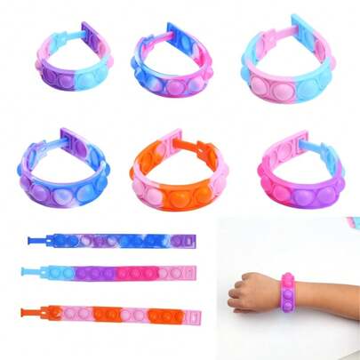 4pcs/8pcs/15pcs Silicone Bubble Wrap Fidget Rings, Adjustable Silicone Finger Rings, Stress Relief Toys, Mixed Colors, Suitable For Teens, Easter, Valentine's Day, Graduation Party Gifts