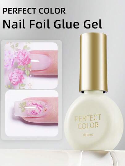 完美色彩美甲箔纸，适用于箔纸贴纸、美甲胶水、箔纸转印凝胶，8毫升，适合所有指甲类型，需配合LED灯使用，可卸除，美甲礼品，适合家庭沙龙DIY，2片/1个