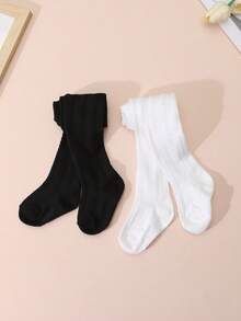 2pcs Baby Girls' Vertical Striped Print Tights, Cute & Ladylike For Daily Basic Matching, Spring/Autumn - Multicolor - View 7