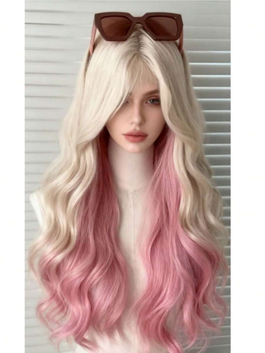 Morandi Deep Purple Gradient Synthetic Wig For Cosplay - branco.com Rosa - Ver 1