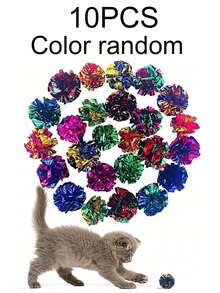 快乐小猫咪，彩色沙沙作响宠物猫玩具球，发声纸球，追逐玩耍训练活动，室内娱乐跳跃解闷玩具，多种颜色让宠物开心，随机发货 - 彩色 - 查看 16