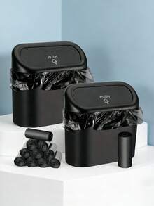 1pc Leak-Proof Mini Car Trash Can With 30pcs Garbage Bags, Convenient And Hygienic. This Car Accessory Can Be Hung On The Car Door For Storage And Organization.
