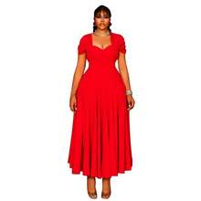 Stylish And Elegant Long Tube Top Collar Waist Large Size Dress - Đỏ - Xem 4
