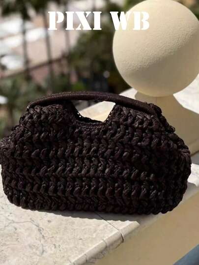 Bolsa nova e elegante, feita à mão, ideal para usar na praia no verão. Esta bolsa trançada é adequada para diversas ocasiões, como compras, trabalho, festas e encontros.