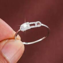 1pc Minimalist Design Zirconia Inlaid Women's Ring - Multicolor - View 7