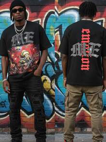 Octopus Playing Instrument Graphic Tees Fall Tops Halloween Clothes Shirts Men Clothes Romwe Jersey Accessories Men Concert Outfit Y2K (Cotton T-Shirt) Men's Round Neck Short-Sleeved Cotton Casual T-Shirt, Loose Style, Versatile, Unisex, Suitable For Holiday Travel! - 黑色7 - 查看 2