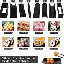 [DIY Sushi Set] 10-Piece Sushi Making Tool Set | Plastic DIY Sushi Tool Set, Household Sushi Mold Set, Kitchen Molds, Seaweed Rice Rolls, Multi-Shaped Rice Balls, Sushi Rolls - Black - View 5