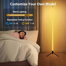 RGB LED Floor Lamp With Dynamic Lighting Mode, Neon Lamp Synchronizes With Living Room, Bedroom, Party Music Via Remote Control, USB Powered Smart Floor Lamp With RGB Color Changing, Plastic Lampshade DIY Shape, Suitable For Stage/KTV/Bedroom/Study/Living Room/Closet/Display Cabinet/Showroom/Store/Gallery/Corridor/Dining Room/Clothing Store/Bar - Floor-standing Atmosphere Lamp DIY RGB Dimmable - View 9