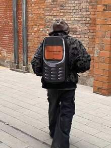 Online Dating Masters Spoof Nokia Niche Backpack "Call Me If You Want" Slogan Pu Leather Schoolbag - Nokia Backpack - View 5