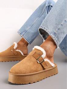 SERGIO TODZI Women Solid Color Platform Slippers For Daily - Camel - View 1