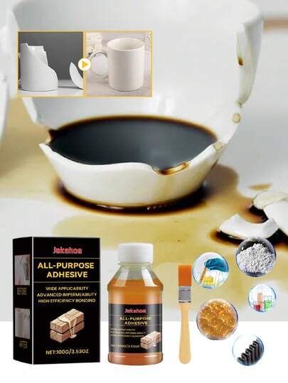 jakehoe Pegamento multiusos - Adecuado para madera, cerámica, artículos dañados del hogar y diversos escenarios. Presenta un rendimiento avanzado anti-filtración, lo que permite un pegado rápido y de varios artículos, restaurando fácilmente la textura original después de la reparación. Un pegamento versátil y de alto rendimiento para reparaciones del hogar y proyectos DIY, que resuelve eficazmente los daños y problemas de unión de artículos cotidianos.