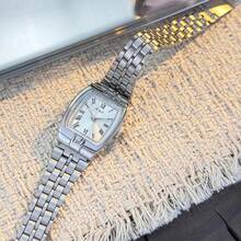 2026 New Barrel-Shaped Steel Band Couple Quartz Watch, Roman Numeral Dial, Adjustable Strap, Classic Versatile Watch, Suitable As Valentine's Day Gift, Large Digit Elderly Watch - Silver - View 6