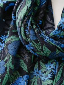 1件复古印花柔软棉麻保暖围巾/披肩，女士款，藏蓝色，时尚旅行配饰，防晒 - 彩色 - 查看 9