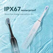 Hailicare 成人震動式軟毛電動牙刷，6種預設模式，每分鐘15,000次震動，IPX67防水，附4個刷頭，配備2分鐘智能定時器和30秒分區更換提醒，適合居家旅行使用，節日禮物 - 彩色 - 查看 6